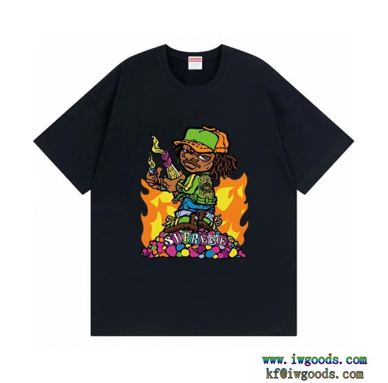 コーデの主役海外大人気Supreme SS19 Molotov Kid Tee Blackルーズフィット 半袖tシャツスーパー コピー ブランド 通販