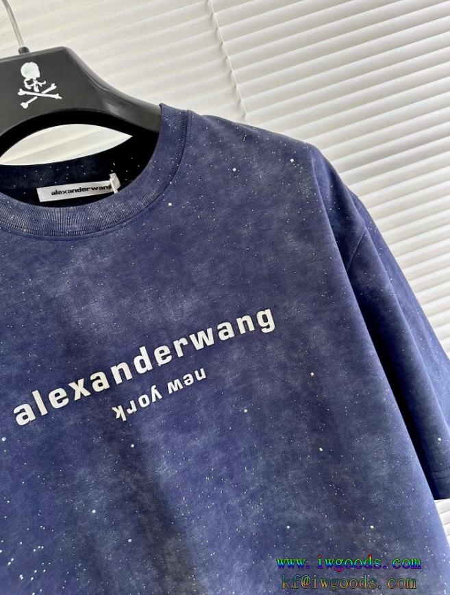 魅力がたっぷり在庫手元にあり即発セール必需品偽物 ブランドアレキサンダーワン ALEXANDER WANGプリント半袖Tシャツ