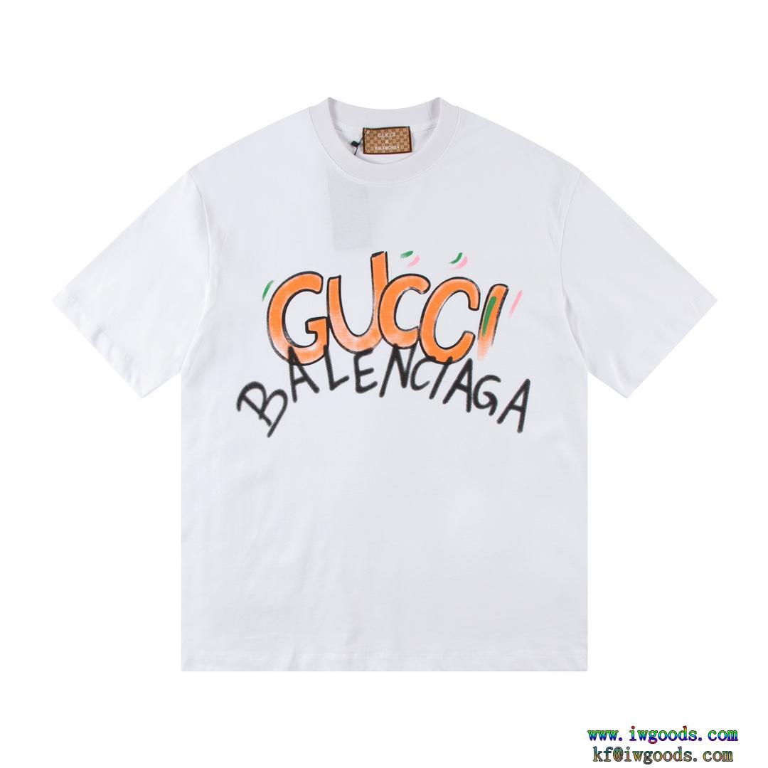 半袖tシャツ【ユニセックス】BALENCIAGA x GUCCIブランド コピー夏の最新ファッション2024のコーディネートに欠せない
