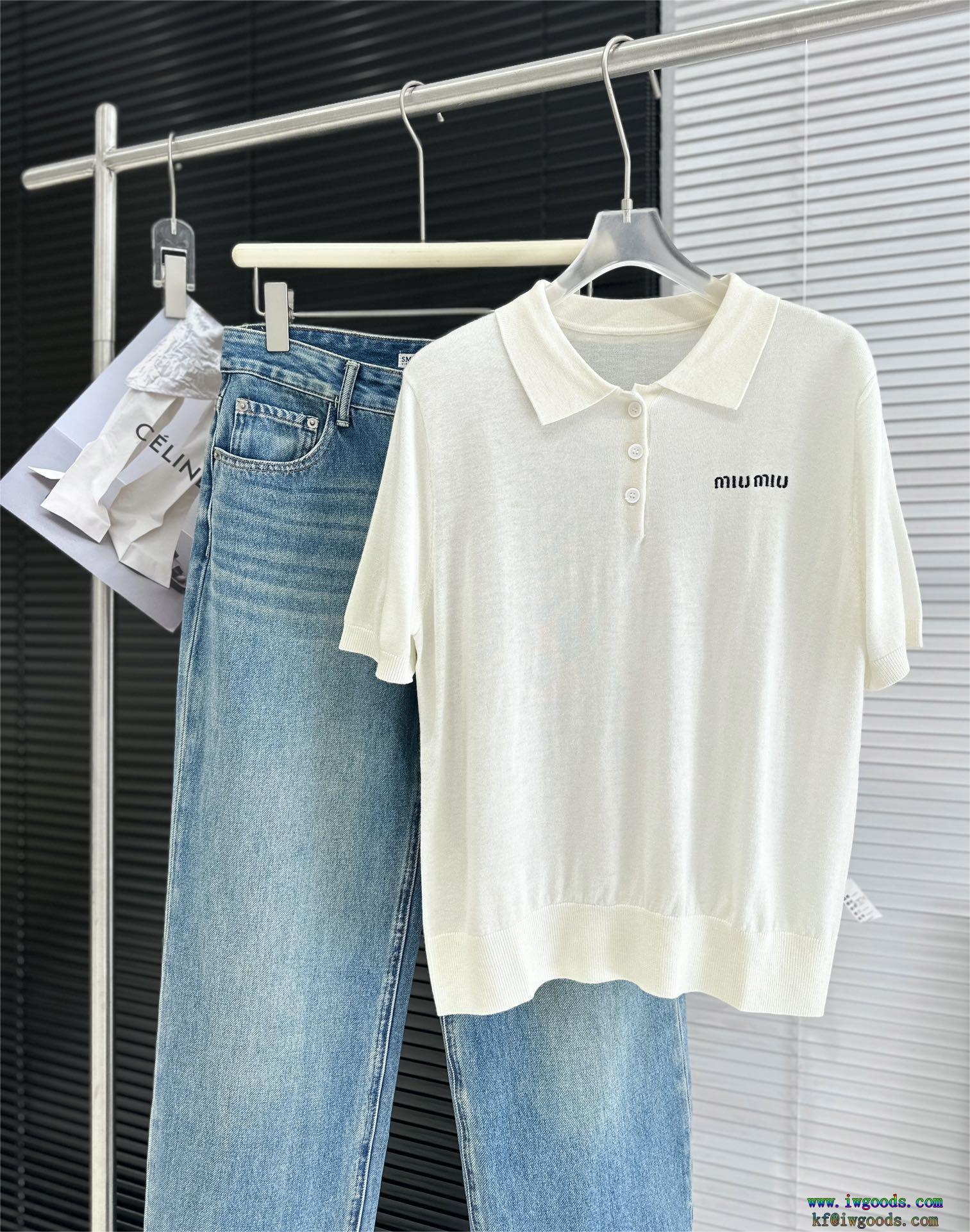 ミュウミュウMIUMIU半袖tシャツ2024の最新アイテム累積売上額第1位獲得コピー 品 ブランド