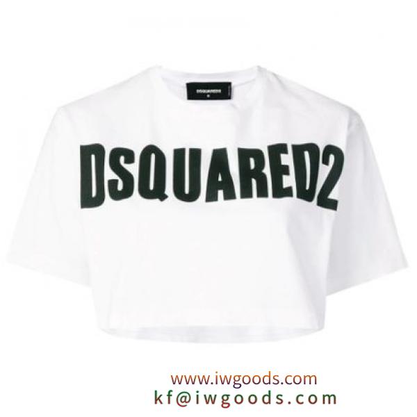 【SALE!】DSQUARED2 偽ブランド／クロップド ロゴTシャツ ホワイト iwgoods.com:tqc2do