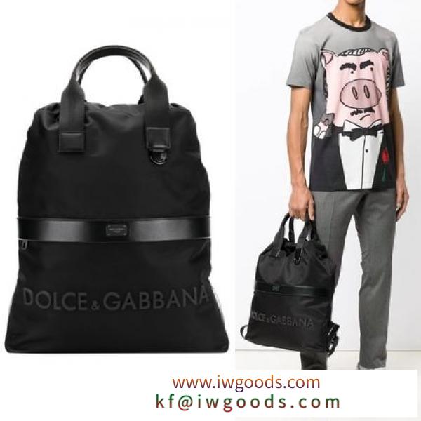【Dolce & Gabbana ブランドコピー通販】Logo Strap 2WAY バックパック 黒 iwgoods.com:hkjnpn