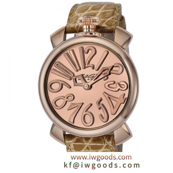ガガミラノ スーパーコピー 時計 MANUALE 40MM 腕時計 ピンクゴールド/ベージュ iwgoods.com:pa8km9
