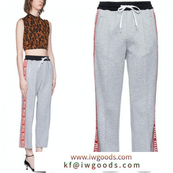 MM915 CROPPED TROUSERS WITH RACING STRIPES iwgoods.com:bpyykl
