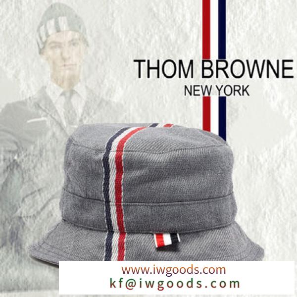 New◆THOM BROWNE ブランドコピー商品◆トリコロール ツイル バケットハット Grey iwgoods.com:3lze8r