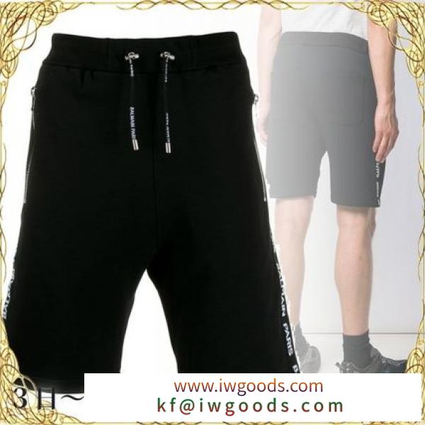 関税込◆Black cotton shorts with BALMAIN ブランドコピー logo iwgoods.com:s9n4gf