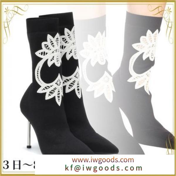 関税込◆Lace-trimmed knitted ankle boots iwgoods.com:0q2krl