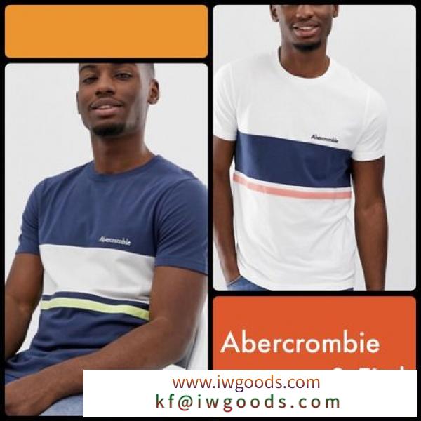 Abercrombie &amp; Fitch ブランドコピー*カラーブロック ロゴTシャツ/2色 iwgoods.com:mwguyt