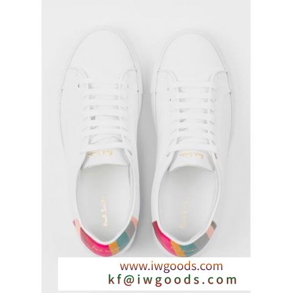 Paul Smith コピー商品 通販★White ブランドコピー Leather 'Basso'Trainers With 'Swirl' Trims iwgoods.com:zb8jr0