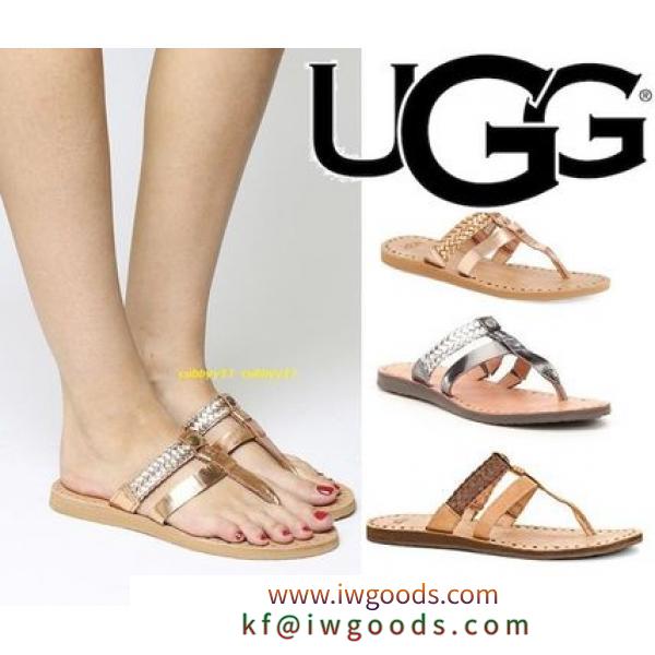 【最終SALE】UGG ブランド 偽物 通販アグAudraレザー編み込みサンダル iwgoods.com:11tu4n