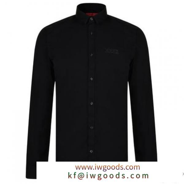 関税込◆HUGO スリムコットンシャツ ブラック iwgoods.com:jjzzin