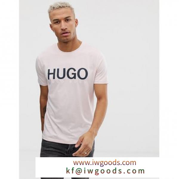 HUGO Tシャツ☆★HUGO Dolive-U3 logo t-shirt in pink iwgoods.com:9w8s8b