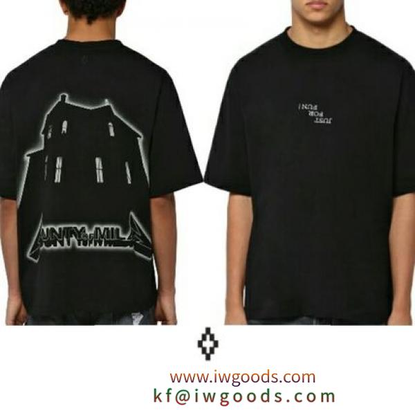 MARCELO Burlon 偽物 ブランド 販売  バック ビッグプリント Tシャツ ブラック iwgoods.com:952qaz