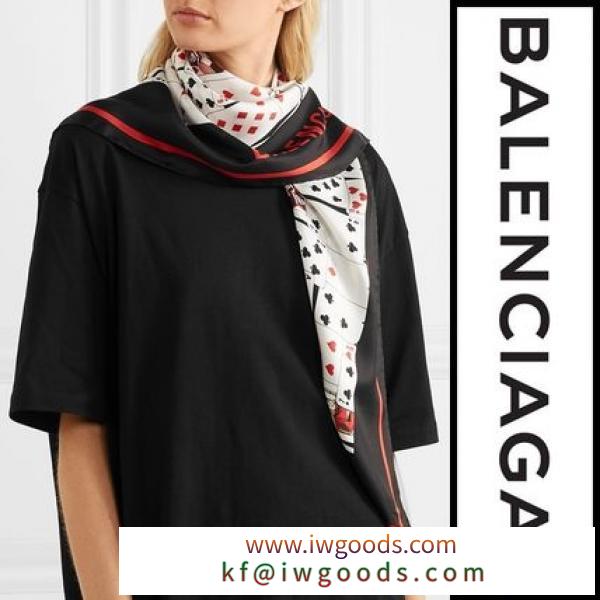 【国内発送】BALENCIAGA ブランドコピー商品 スカーフ Printed silk-twill scarf iwgoods.com:0omlld