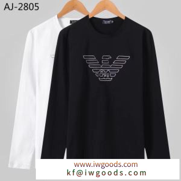 【2021秋冬】今きてる最先端ブランド 今年の流行りファション アルマーニ ARMANI 長袖Tシャツ 2色可選 iwgoods.com 5nuq8r