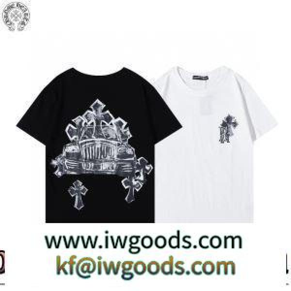 極上の着心地 2022春夏 しわになりにくい 2色可選 クロムハーツブランド 偽物 通販 半袖Tシャツ デザイン性の高い iwgoods.com 5HL1ru