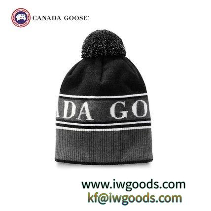 CANADA Goose 激安スーパーコピー ニット帽 メンズ ブラック ロゴ ポンポン付 ウール iwgoods.com:4hspve-3