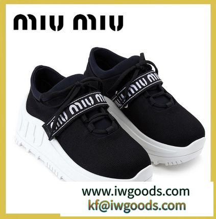 MIUMIU ブランドコピー商品★厚底 logo sneakers black【謝恩品EMS関税無】 iwgoods.com:bjcm9m-3