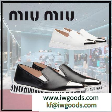 MIUMIU 激安コピー★ナッパレザースリッポンスニーカー ロゴラバーソール2色 iwgoods.com:ptdqi1-3