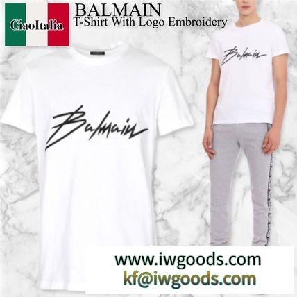 BALMAIN 偽ブランド t-shirt with logo embroidery iwgoods.com:it25eh-3