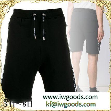 関税込◆Black cotton shorts with BALMAIN ブランドコピー logo iwgoods.com:s9n4gf-3