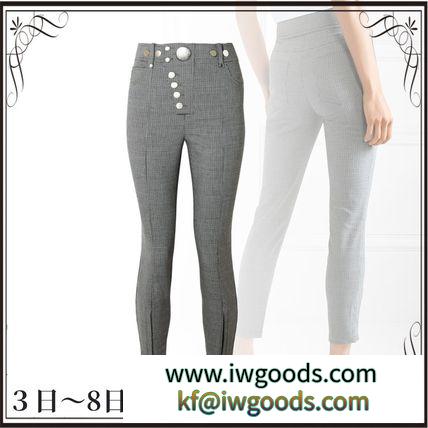 関税込◆Button-embellished houndstooth woven skinny pants iwgoods.com:a97hlf-3