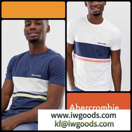 Abercrombie & Fitch ブランドコピー*カラーブロック ロゴTシャツ/2色 iwgoods.com:mwguyt-3
