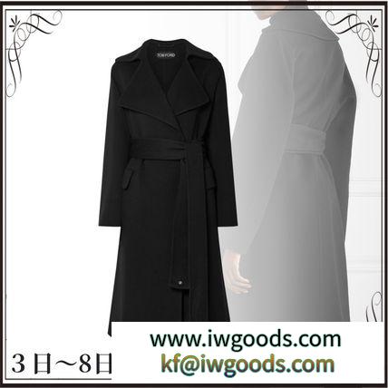 関税込◆Belted leather-trimmed cashmere coat iwgoods.com:r1yk75-3