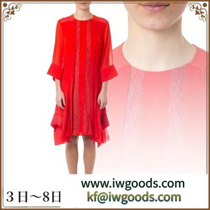 関税込◆CHLOE コピーブランド Red Embroidery Lace Flounces Dress iwgoods.com:utepc1-3