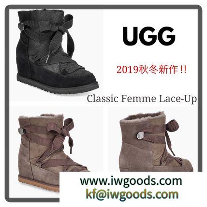 日本未発売！【UGG 偽物 ブランド 販売】アグ CLASSIC FEMME LACE-UPショート ブーツ iwgoods.com:aluv9q-3