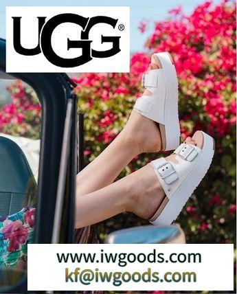 UGG 偽物 ブランド 販売 Women's Cammie Platform White 激安コピー Leather Sandals 25cm iwgoods.com:3ixufs-3