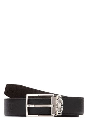 【関税負担】 FERRAGAMO コピーブランド Black leather reversible belt iwgoods.com:5gdyt4-3