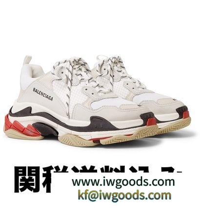 バレンシアガ スーパーコピー  【新作】Triple S Leather And Mesh Sneakers iwgoods.com:gqbc68-3