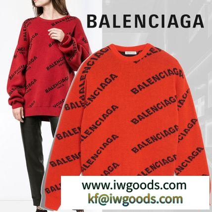 【BALENCIAGA 偽物 ブランド 販売】ロゴ オーバーサイズ  ニット セーター 赤 レッド iwgoods.com:jgxus6-3