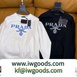 プルオーバーパーカー 海外セレブ愛用 プラダ PRADA ロゴパーカー 2色可選 プラダコピー オリジナルプリント 収縮性のある 長袖Tシャツ iwgoods.com ODO5bC-3