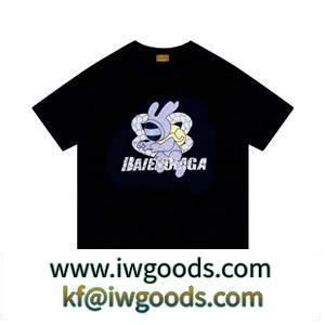 BALENCIAGAコピー 半袖Tシャツ バレンシアガ x グ○チ 可愛いウサギをプリント ユニセックスデザイン iwgoods.com 9LDmSD-3