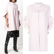 18-19AW V1347 CASHMERE BLEND WOOL COAT WITH RUFFLED SLEEVE iwgoods.com:r93ilr