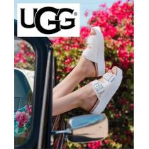 UGG 偽物 ブランド 販売 Women's Cammie Platform White 激安コピー Leather Sandals 25cm iwgoods.com:3ixufs