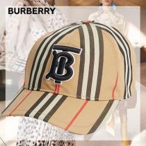 BURBERRY 激安スーパーコピー ユニセックス ストライプロゴ キャップ ブラウン 帽子 iwgoods.com:n049ut-1