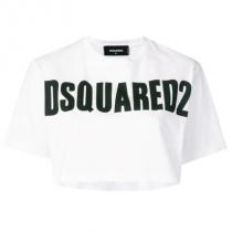 【SALE!】DSQUARED2 偽ブランド／クロップド ロゴTシャツ ホワイト iwgoods.com:tqc2do-1