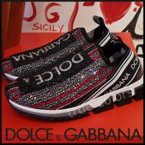 DOLCE&Gabbana 激安スーパーコピー 18AW Sorrento ラインストーン ロゴ スニーカー iwgoods.com:lgyajx-1