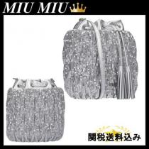 MIU MIU SEQUINNED BUCKET BAG WITH LEATHER ...