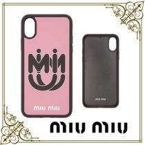 【新作】Miu Miu ロゴ iPhone X/XSケース ピンク&ブラック...