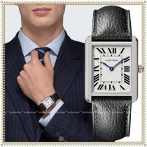 【人気】CARTIER 偽ブランド☆Tank 腕時計 ブラック メンズ WSTA00...