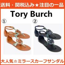 大人気 ！ TORY Burch スーパーコピー 代引 おしゃれ☆ ミラー スカーフ サンダル 2色 iwgoods.com:g7e7ul-1