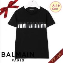 【大人もOK】BALMAIN 偽ブランド キッズ シルバーストライプ ロゴ Tシャツ iwgoods.com:reh545-1