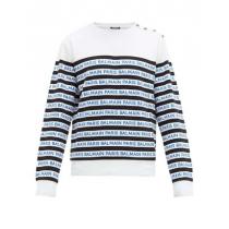 【新作】BALMAIN ブランドコピー商品 ロゴ ボーダー ロングスリーブ Tシャツ iwgoods.com:qw1ryx-1