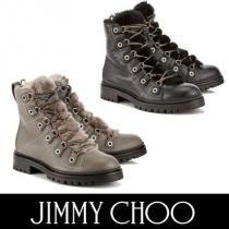 Jimmy CHOO 偽ブランド HILLARY FLAT / Black  / Dark Grey ムートンブーツ iwgoods.com:8wbb9g-1