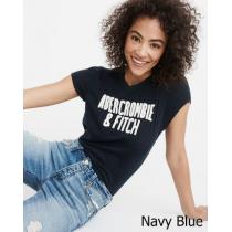 即発可!Abercrombieアバクロ WomensアップリケTシャツ/Navy i...