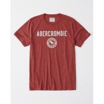 即発可!Abercrombieアバクロ ロゴアップリケTシャツ/Red iwgood...